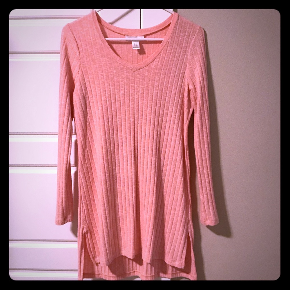 Motherhood Maternity Ribbed Long Sleeve Coral Top